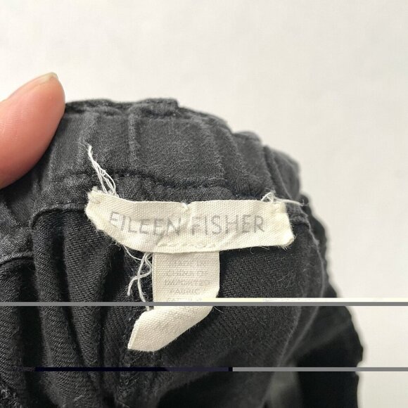 EILEEN FISHER Utility Tapered Ankle Pant Organic Cotton Classic Black sz Medium - Picture 6 of 7